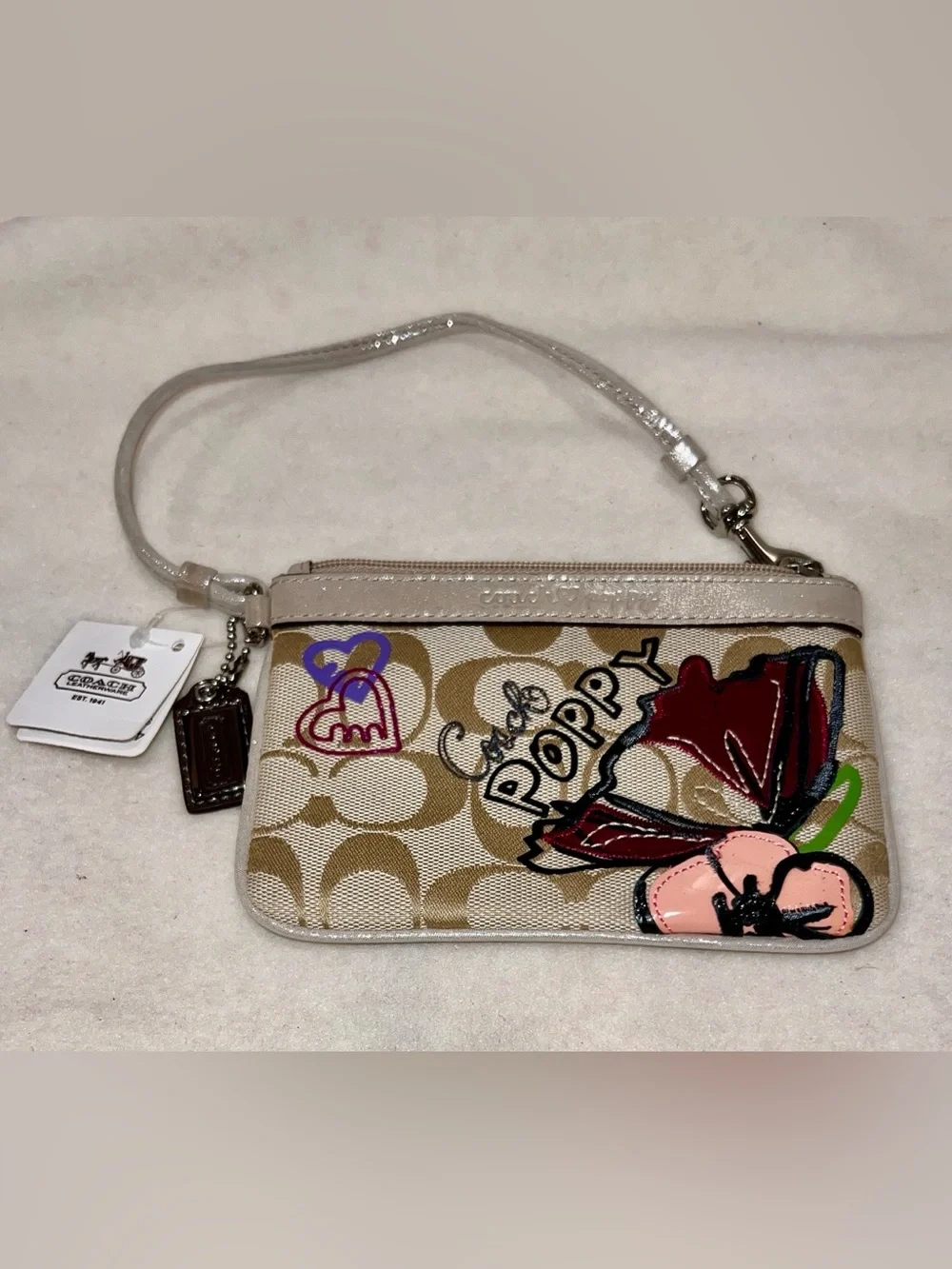 NWT Vintage Coach Poppy Butterfly Graffiti Wristlet Signature Jacquard Rare